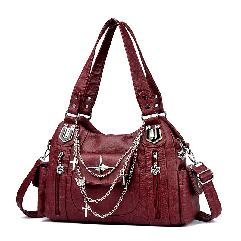 Women's Retro Washed Unique Hot Fan Bike Packet Large Capacity Women's Handbag