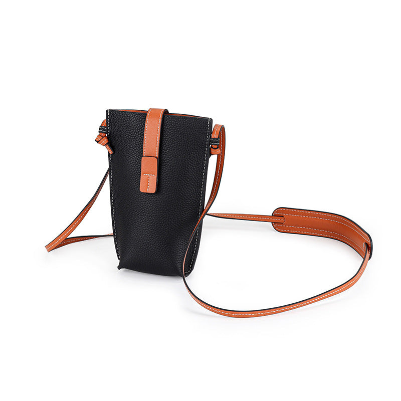Women's Leather Mini Simple First Layer Cattlehide Mobile Phone Bag
