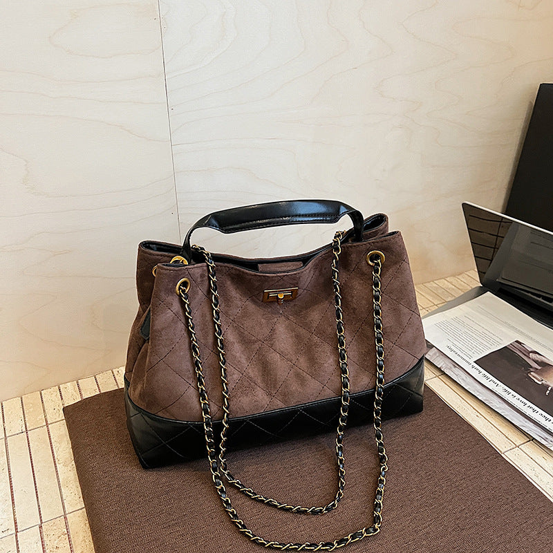 Women's Korean Style Large Capacity Stray Diamond Plaid Women's Shoulder Bag