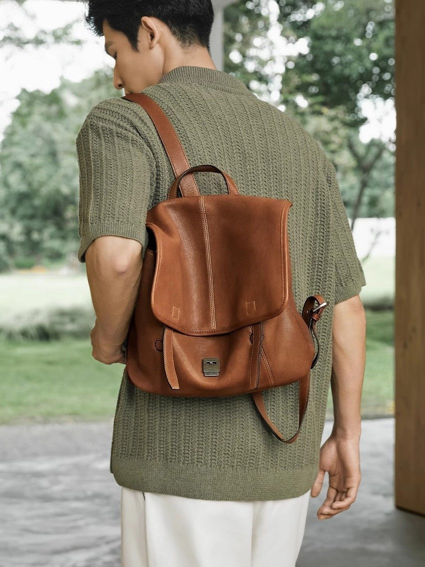 Song Vegetable Tanned Sheepskin Large Capacity Commute Women's Backpack