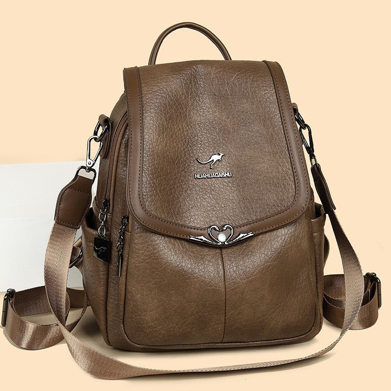 Fashion Retro Soft Leather Large Capacity Women's Backpack