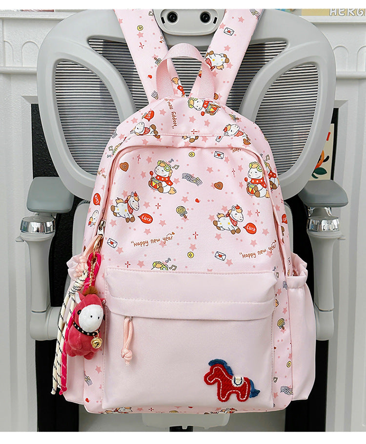 Pony Print Large Capacity Early High Leisure Backpack