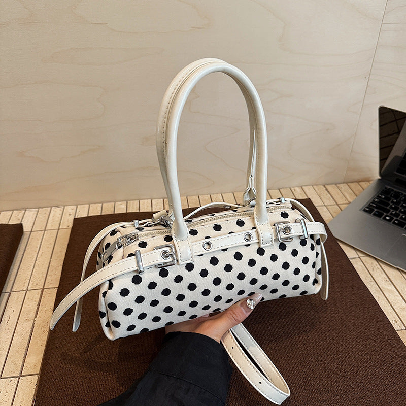 Women's High Texture Trendy Polka Dot Top Handled Baguette Pillow Bags
