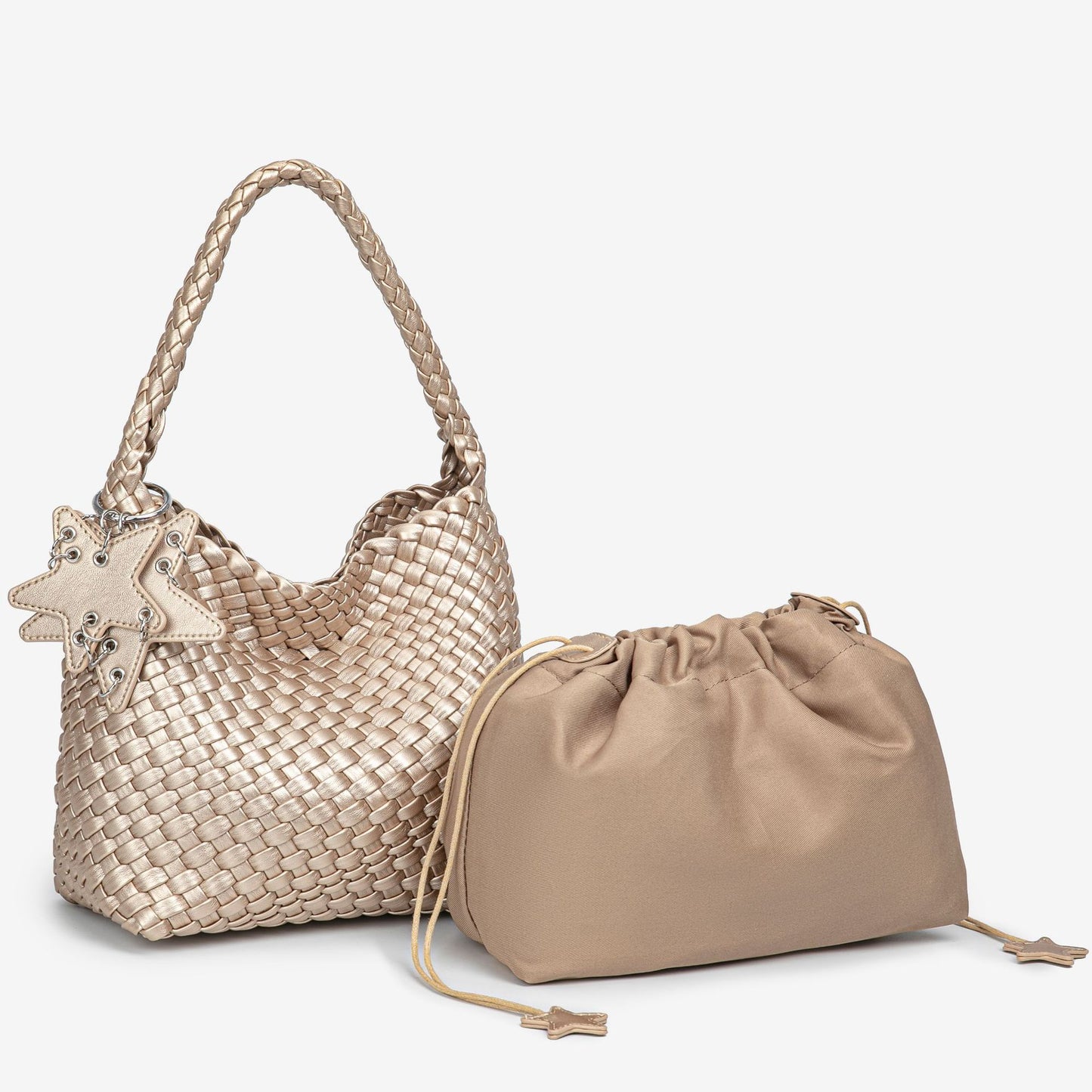 Champagne Color With Pendant Fashion Large Capacity Women's Handbag