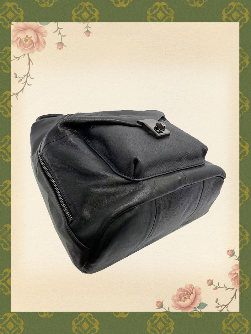 Women's Leather Black First Layer Cowhide Fashion Women's Backpack