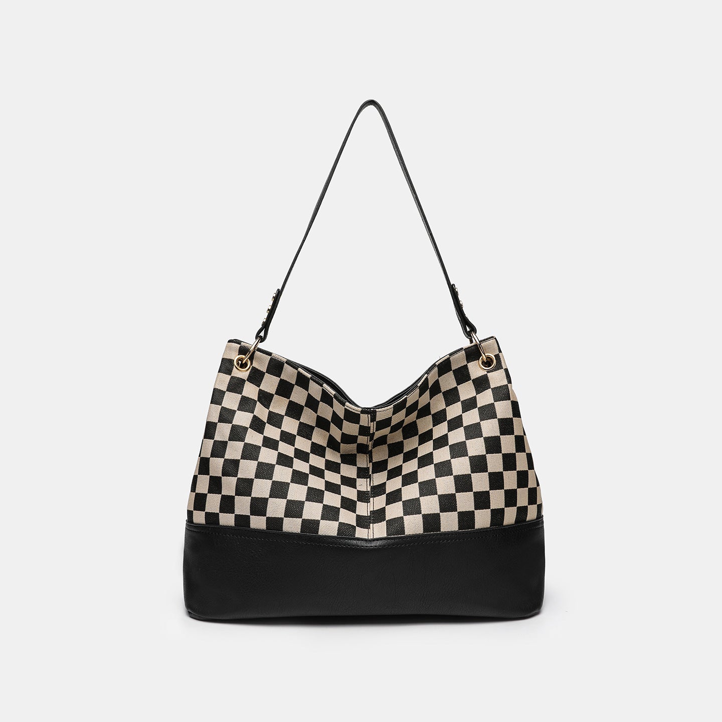 Women's Chessboard Plaid Stitching Large Capacity Retro Tote Bag