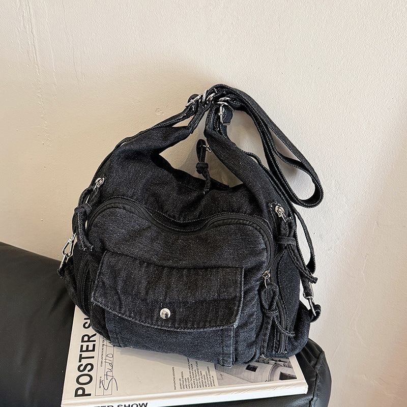 Innovative Fashion Women's Commuter Textured Denim Bucket Bags