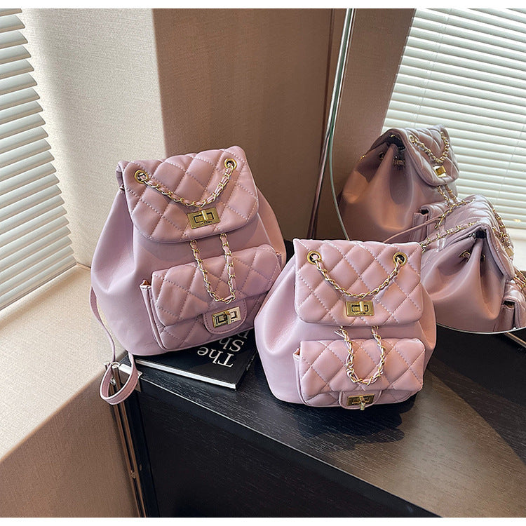 Women's Rhombus Chain Spring Trendy Fashion Simple Women's Backpack