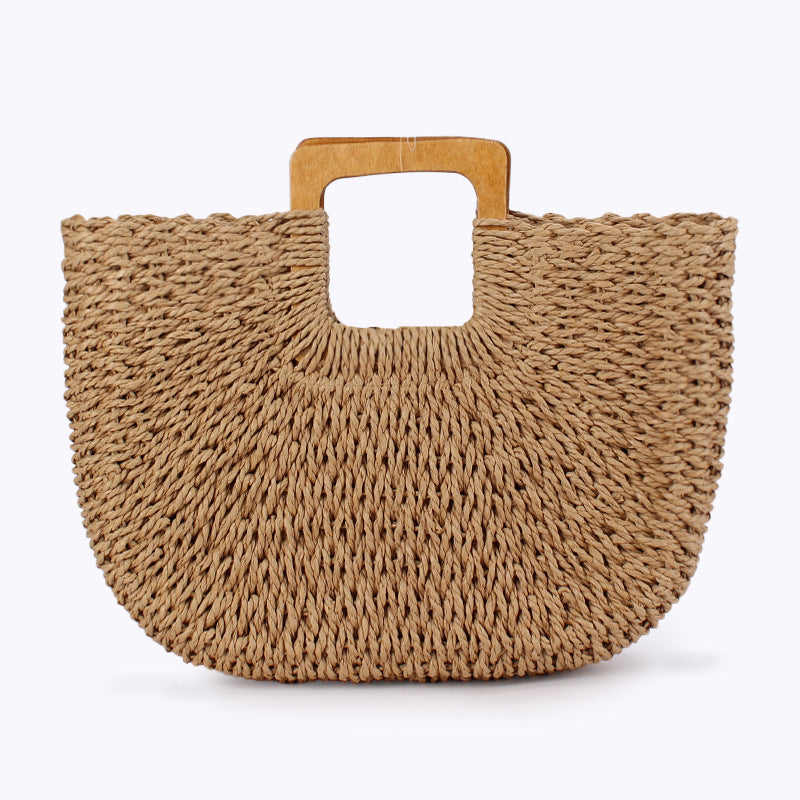 Portable Leisure Simple Handmade Summer Beach Vacation Woven Women's Handbag