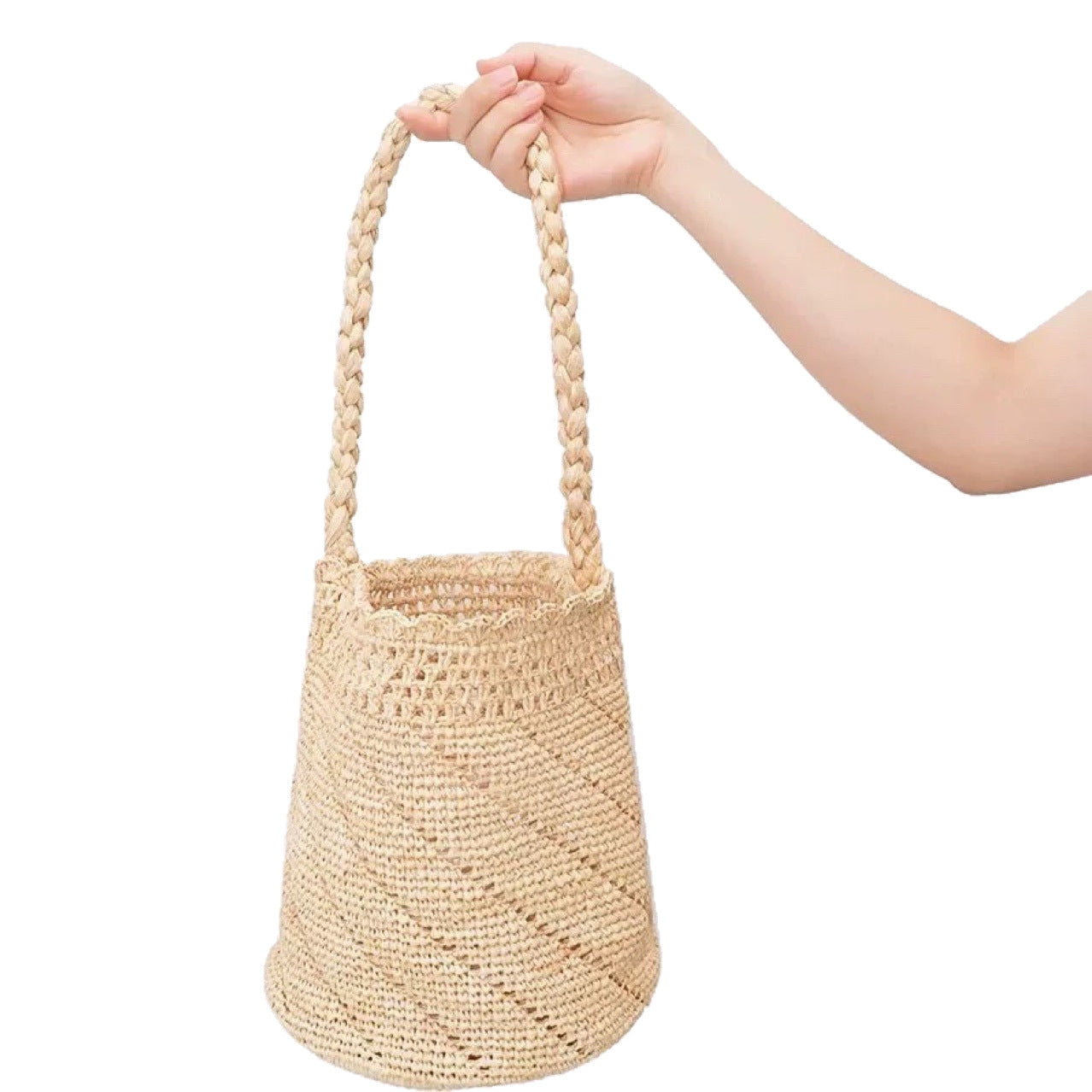 French Raffia Handmade Woven Vacation Portable Women's Handbag