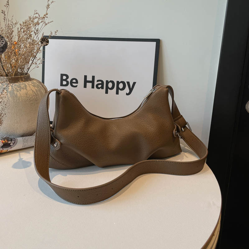 Women's Retro Soft Leather Large Capacity Fashion Simple Leisure Commute Women's Shoulder Bag