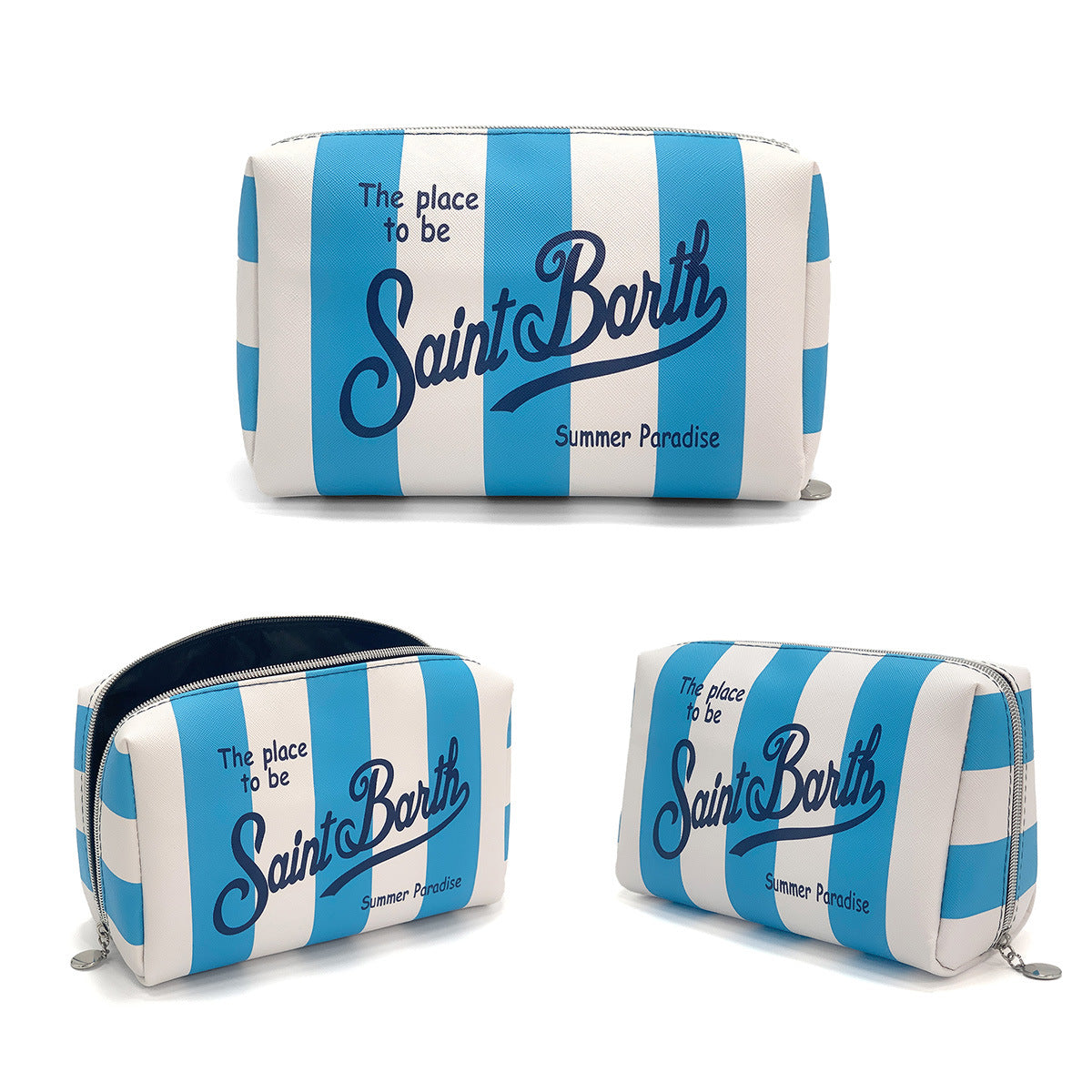Classic Waterproof Striped Printed Wash Clutch Makeup Bag