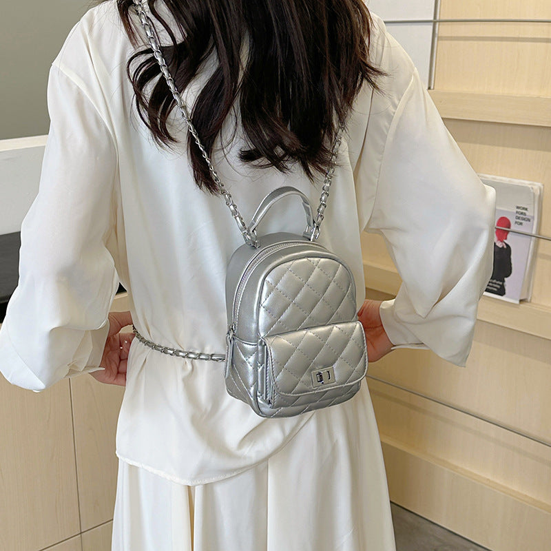 Women's Class Commuter Korean Rhombus Chain Portable Women's Backpack