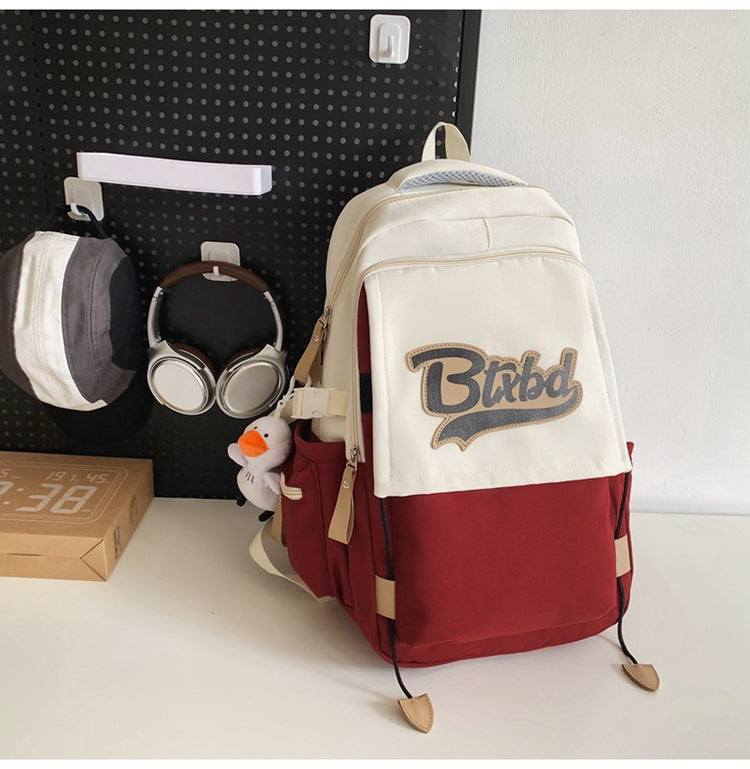 Women's Street Trend Junior's Contrast Color Campus Backpacks