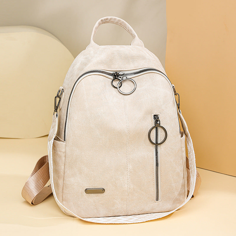 Women's Soft Leather Summer Retro Korean Style Large Capacity Women's Backpack