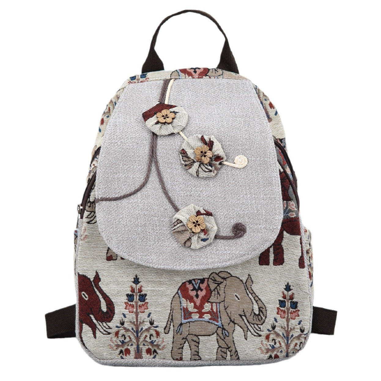 Women's Vintage Canvas Hand-woven Fabric Flower Lightweight Simple Backpacks