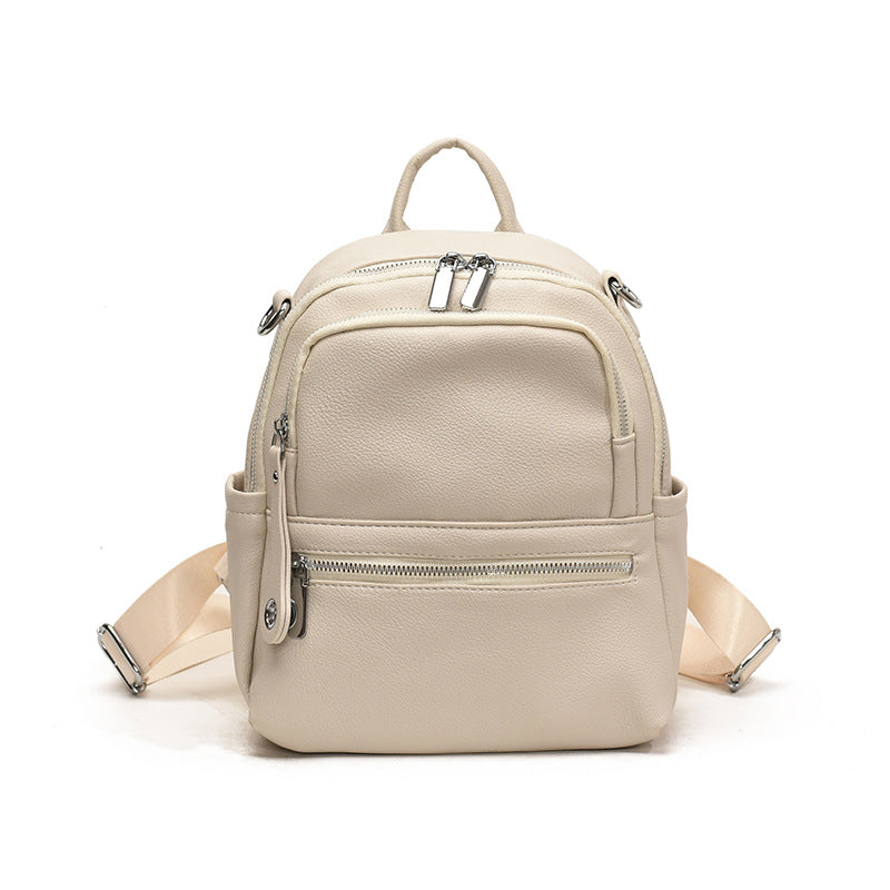 Women's Solid Color Soft Leather High-grade Fashion Trendy Lightweight Women's Backpack