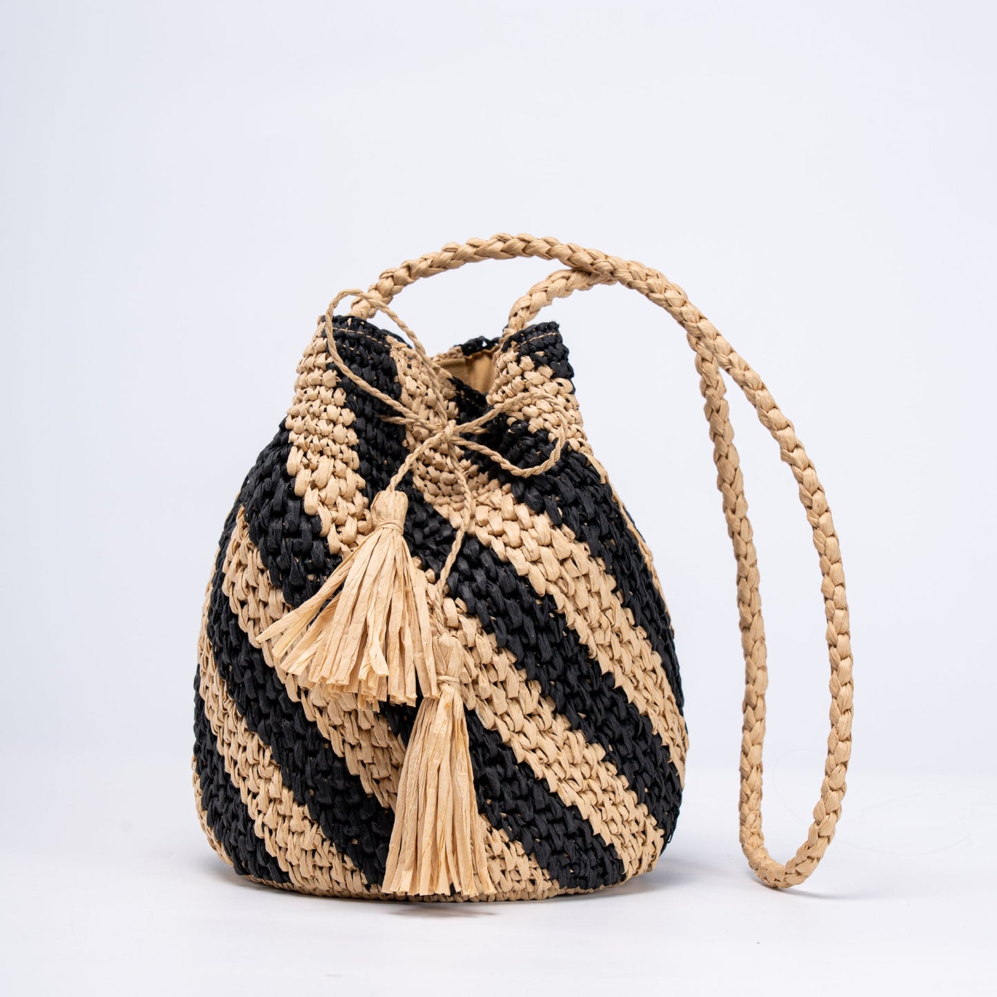 Women's High-grade Striped Straw Hand-woven Contrast Color Bags