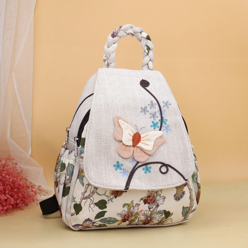 Style Three-dimensional Butterfly Embroidery Mori Daily Women's Backpack