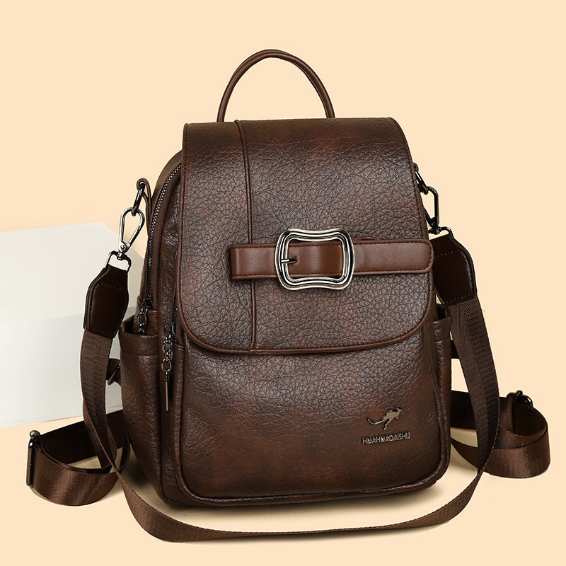 Women's Trendy Texture Soft Leather Korean Fashionable Backpacks