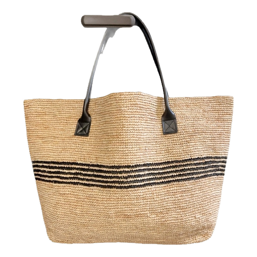 Women's French Style High Quality Large Capacity Raffia Striped Women's Shoulder Bag