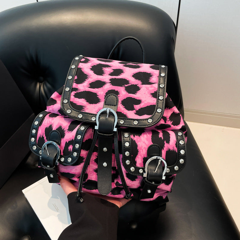 Retro Personalized Leopard Print Trendy Fashion Women's Backpack