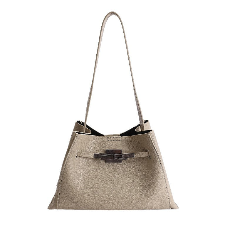 Women's Solid Color Lychee Pattern Portable Soft Women's Messenger Bag