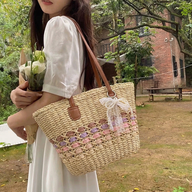 Women's Capacity Straw Woven Fashion Seaside Vacation Tote Bag
