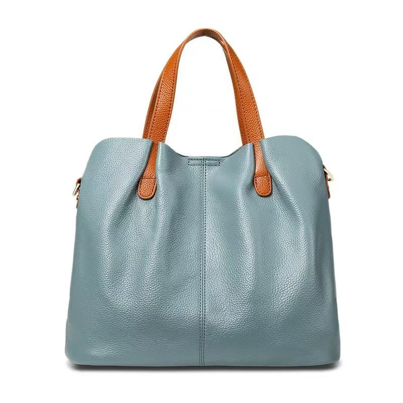 Women's Genuine Leather Fashion Color Contrast First Layer Women's Handbag