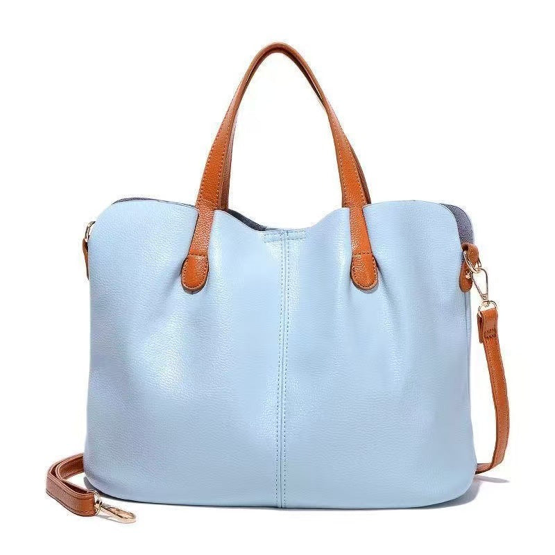 Women's Totes Contrast Color Soft Leather Niche Women's Shoulder Bag