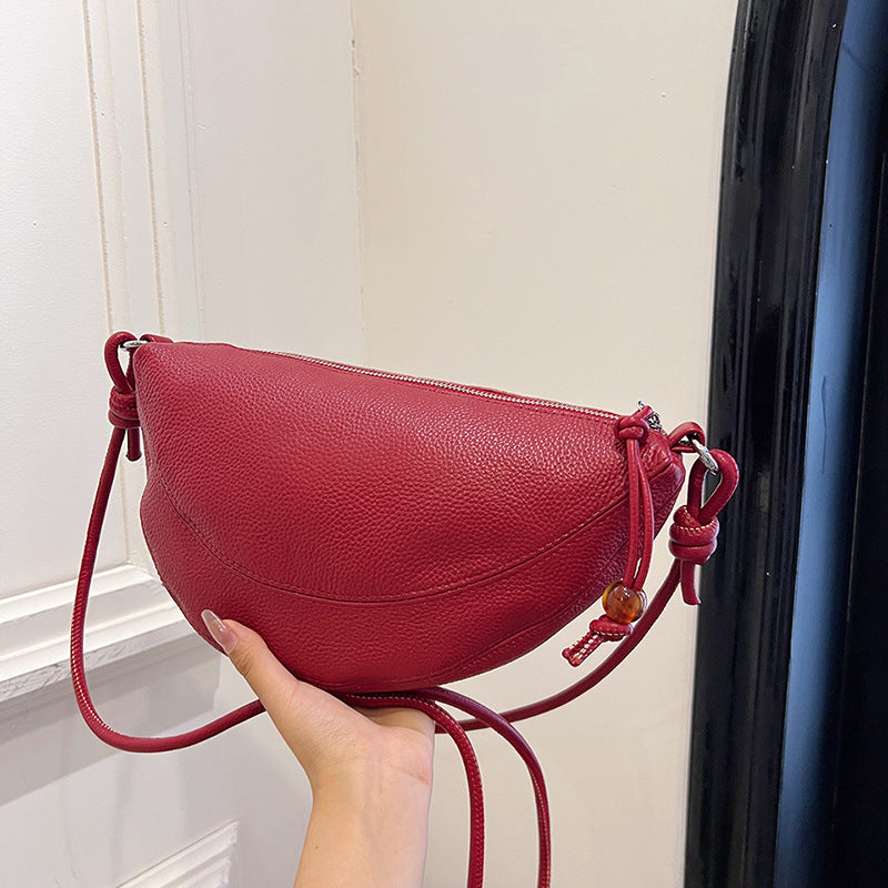 Cowhide Underarm Light Luxury Texture Croissant Simple Women's Shoulder Bag