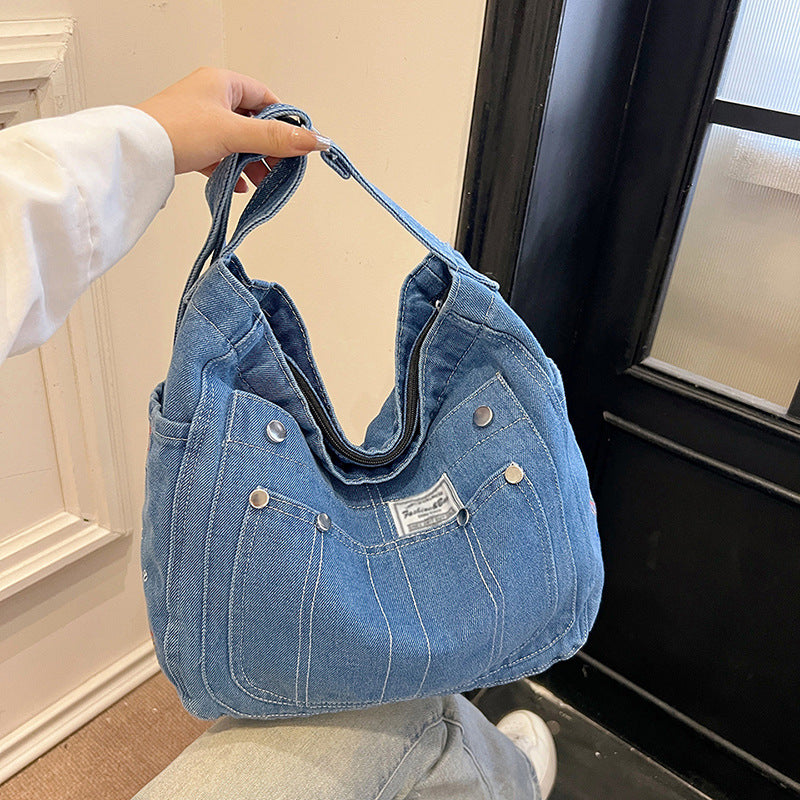 Women's Style Denim Large Capacity Class Commuter Trendy Fashion Women's Shoulder Bag