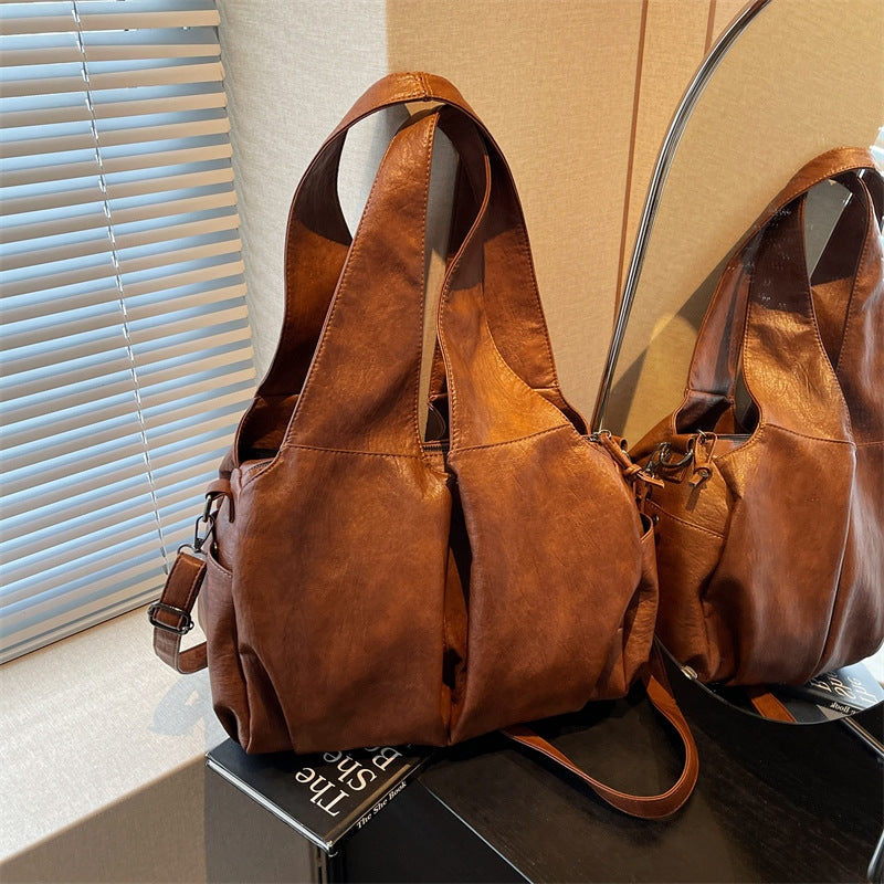 Women's Large Capacity Spring Soft Surface Retro Tote Bag