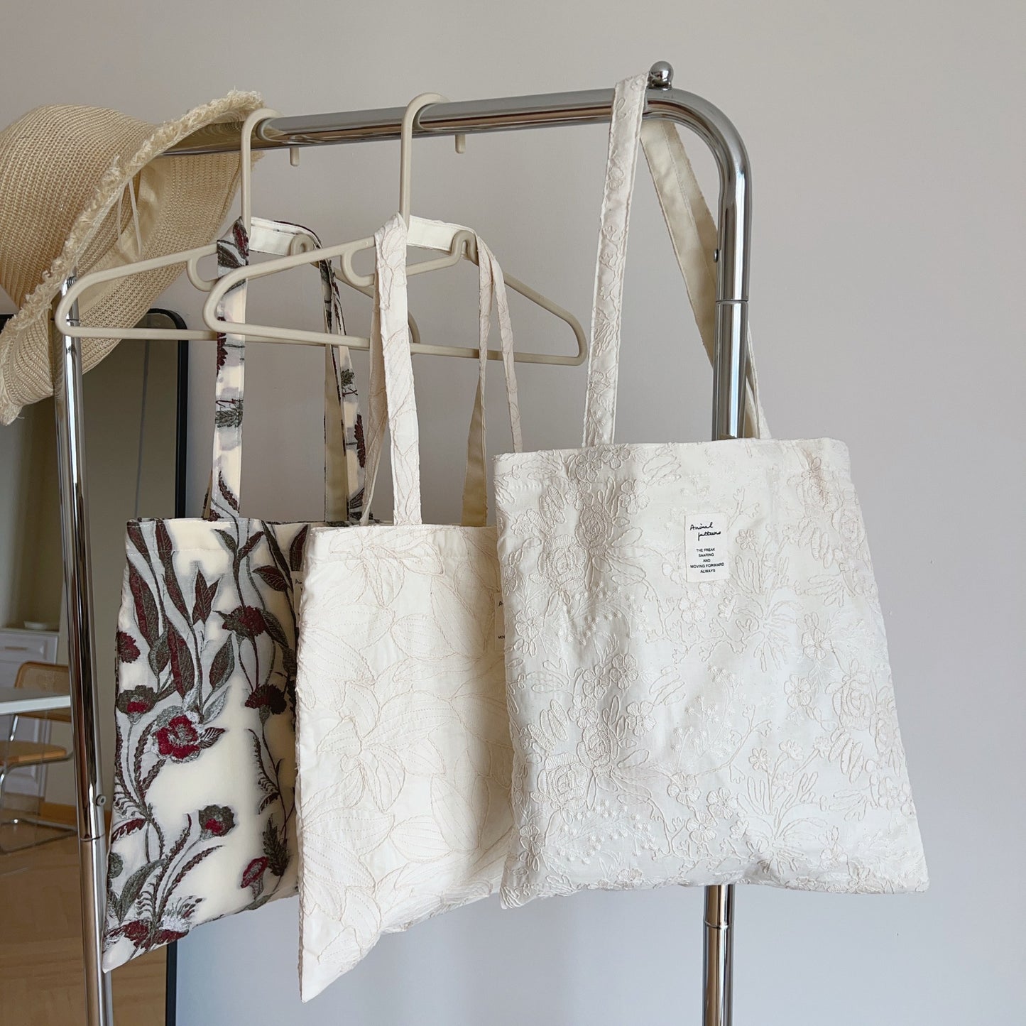 Cloth French Embroidery Cotton Canvas Artistic Simple Bags