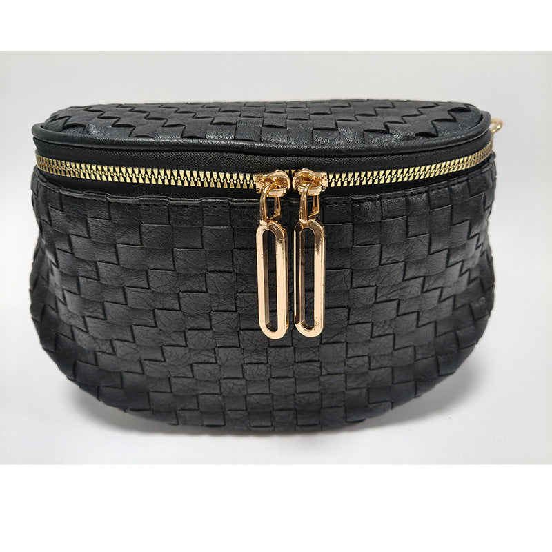 Hand-woven Chessboard Grid Fashion One Saddle Bags