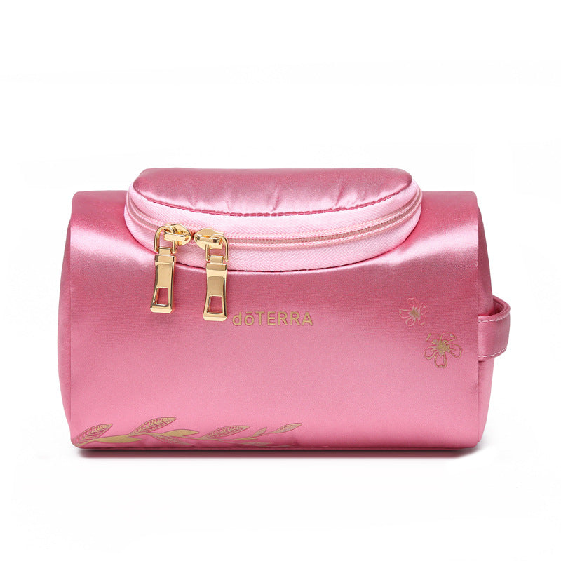 Large Capacity Portable Essential Oil Silk Satin Cosmetics Makeup Bag
