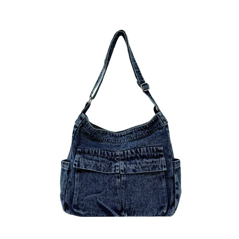 Retro Denim Art Class Make-up Korean Style Women's Shoulder Bag