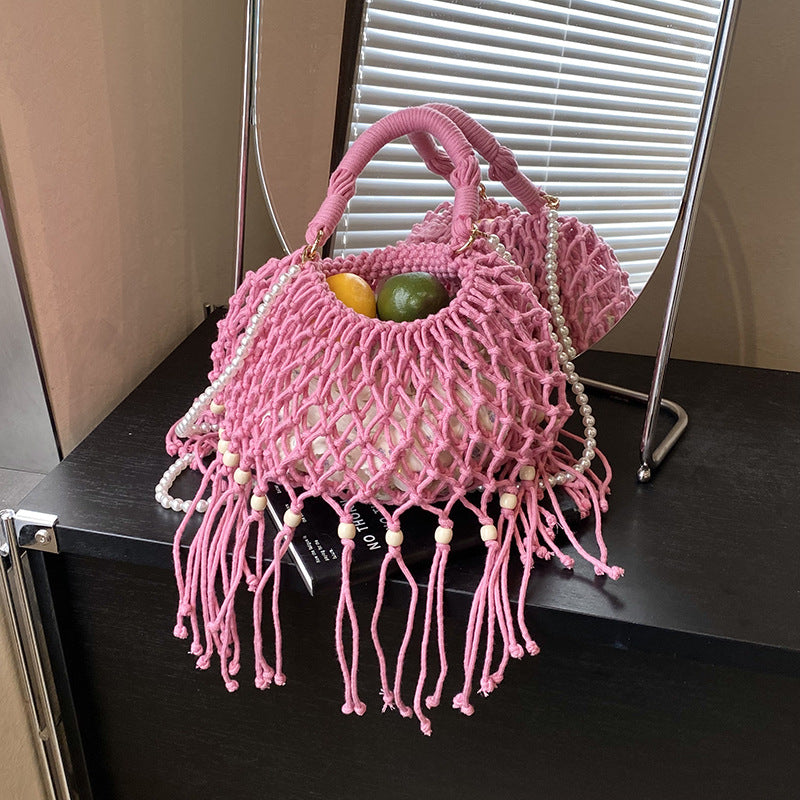 Women's Bohemian Ethnic Style Tassel Woven Summer Hollow Beach Bags