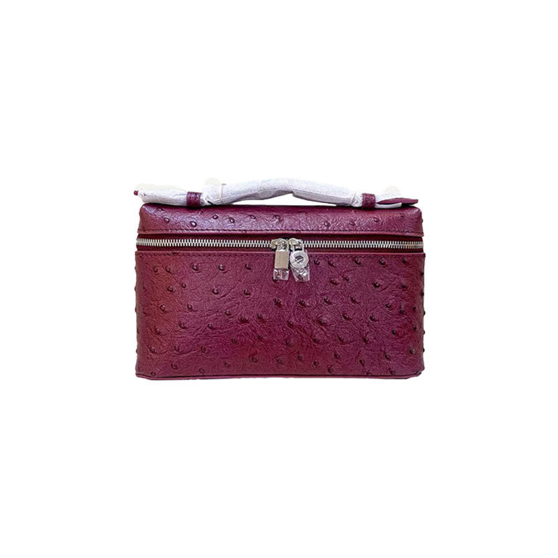 Women's Layer Cowhide Ostrich Grain Lunch Box Genuine Women's Messenger Bag