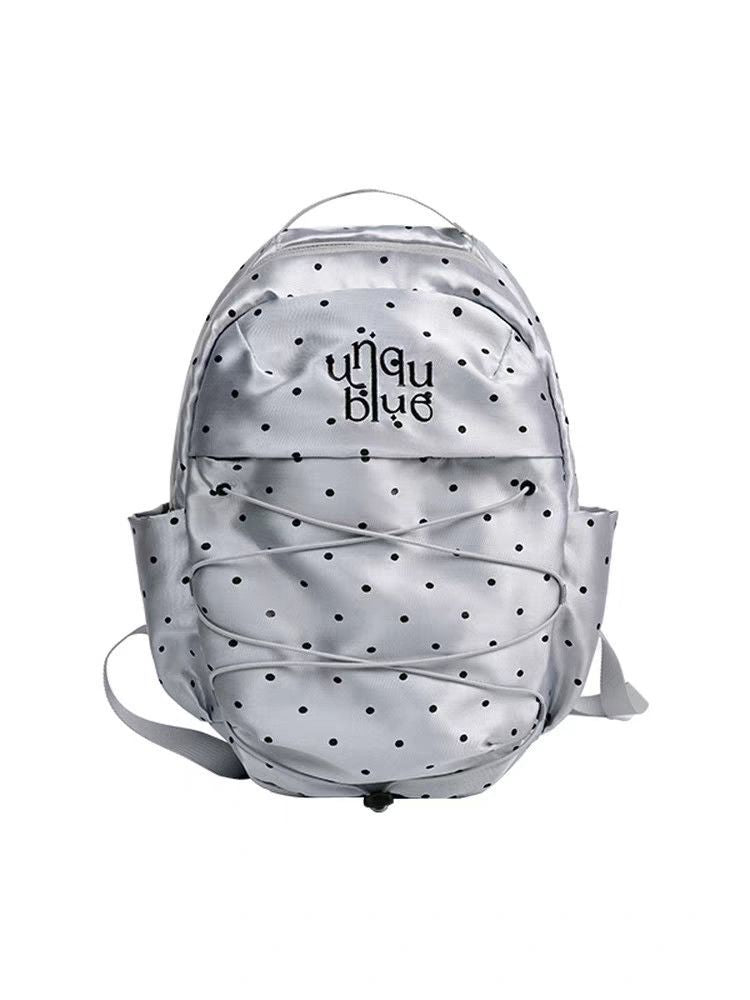 Women's Sweet Millennium Atmosphere Drawstring Polka Dot Sier Leisure Backpack