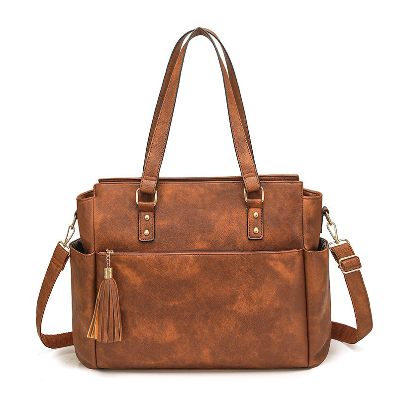 Women's Fashion Large Capacity Tassel Zipper Mother Women's Handbag