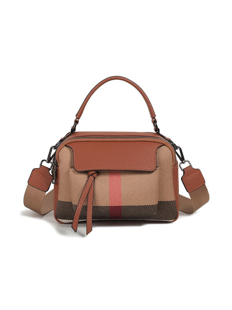 Women's Plaid Genuine Leather Fashionable Portable High-grade Bags