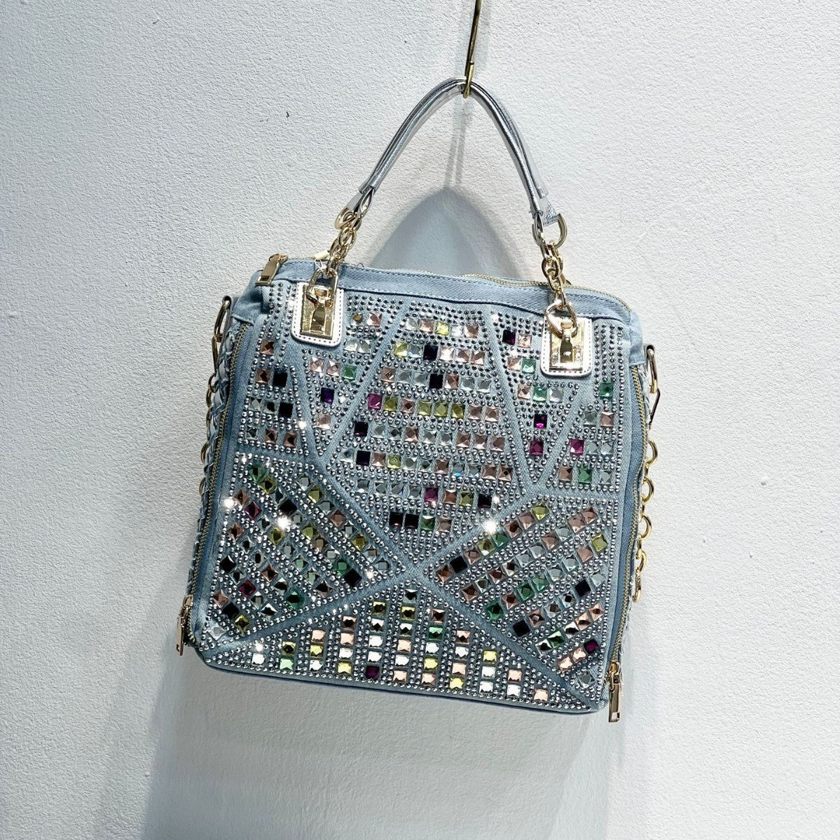 Women's Woven Fashion Rhinestone Denim Large Capacity Women's Handbag