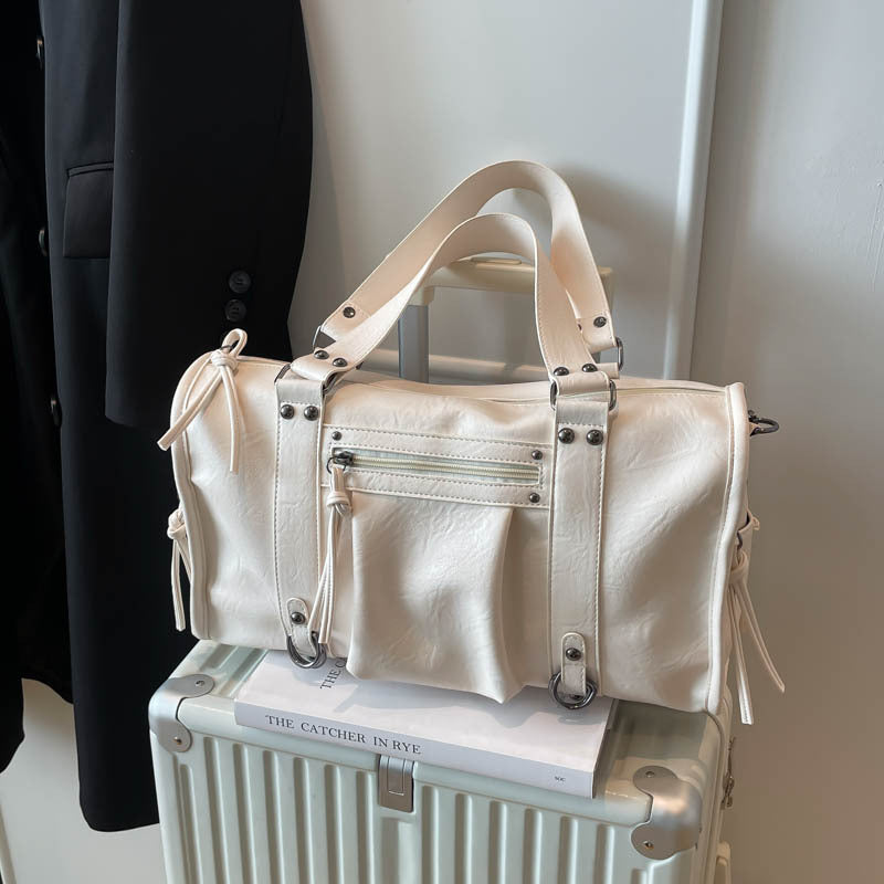 Women's Motor Style Underarm Commuting Soft Leather Solid Tote Bag