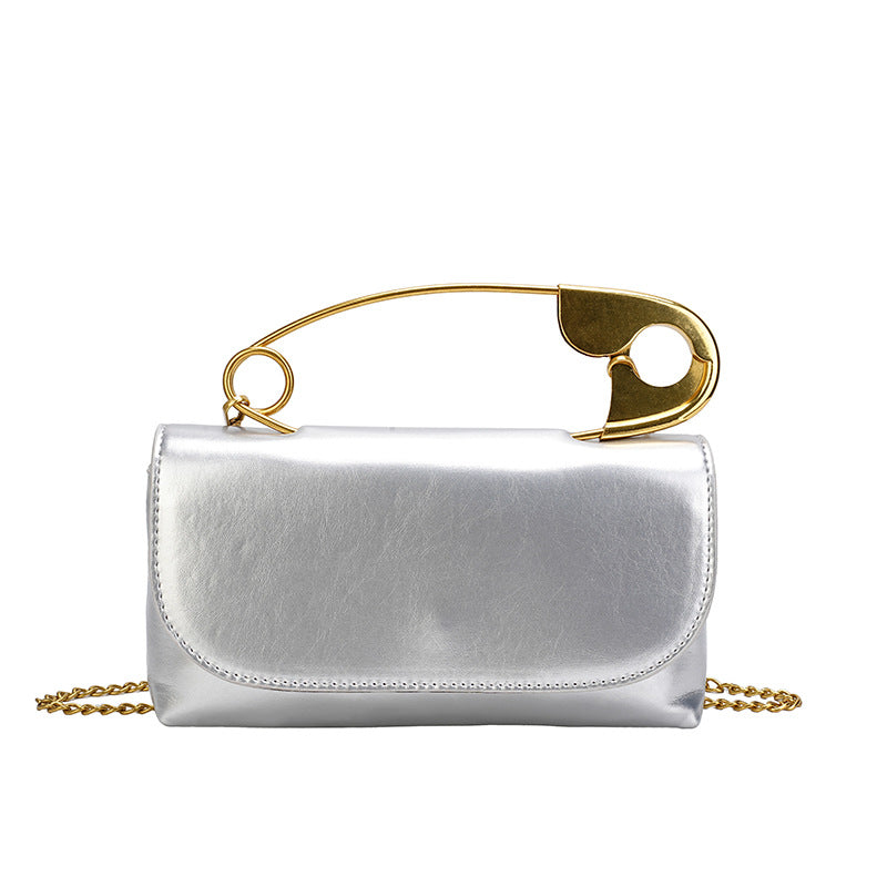 Women's Personalized Paper Clip Fashionable Korean Style Chain Portable Bags