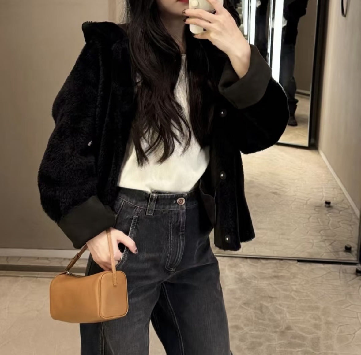 Top Layer Cowhide Mini Portable Pen Quality Suede Underarm Bags