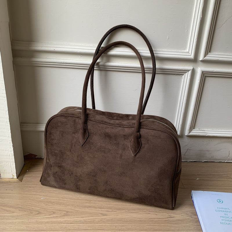 Women's Suede Frosted Vintage Boston Large Capacity Tote Bag