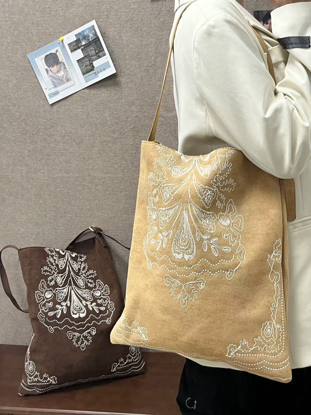 Women's Embroidered Matte Leather Lazy Relaxed Feeling Bags