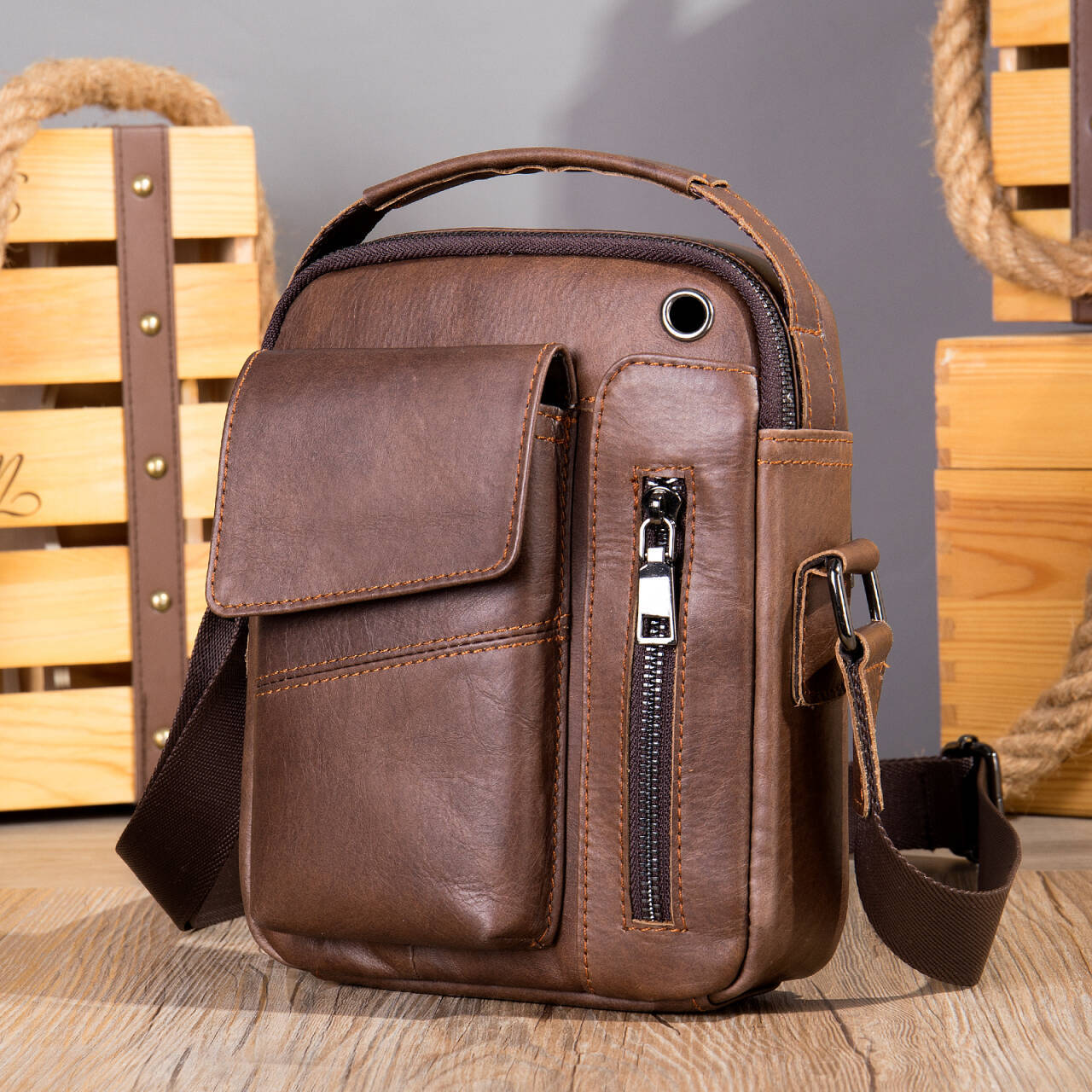 Durable Men's Leather Business First Layer Men's Messenger Bag