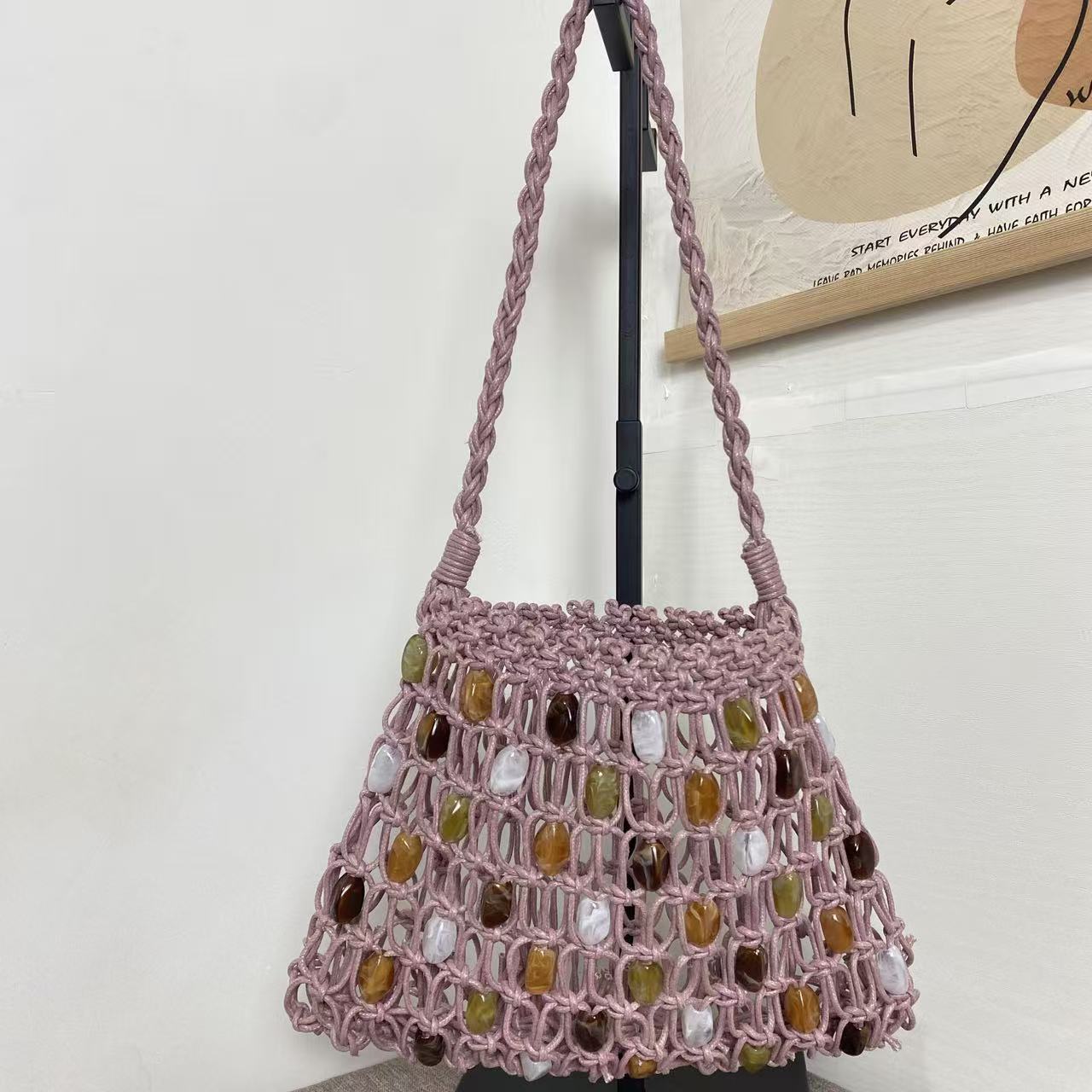 Women's Hand-woven Beads Summer Hollow Mesh Beach Women's Handbag